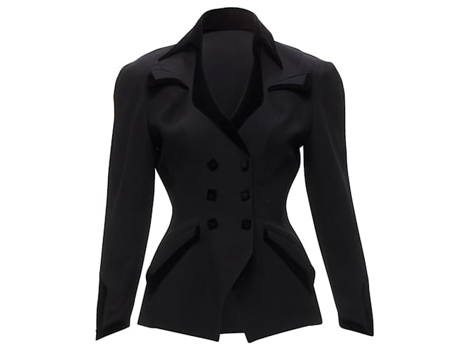 Blazer peplum in velluto con rever curvo Thierry Mugler Nero