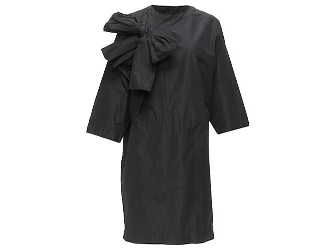 Abito a Tenda con Pannello a Chiave e Dettaglio Fiocco Dries Van Noten Nero