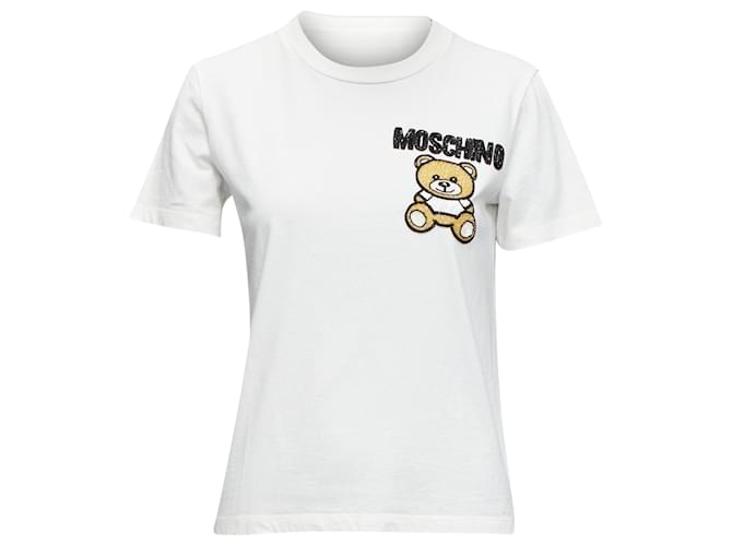 T-shirt a maniche corte con ricamo di perline di Moschino Bear Bianco