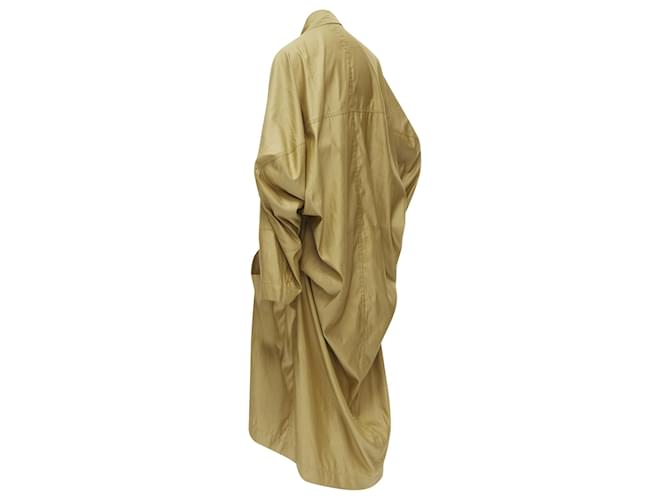 Trench coat in paracadute drappeggiato sul retro Issey Miyake Marrone Beige