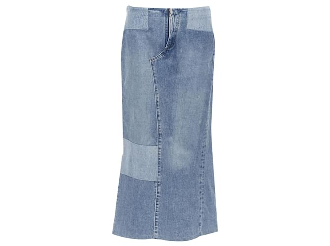 Gonna in denim patchwork deconstructed di Maison Martin Margiela Blu