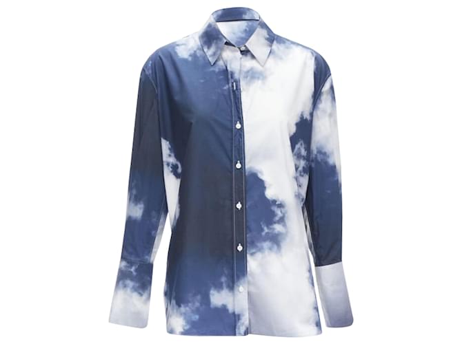 Camicia button down in cotone con polsini Sky cloud di Alexander McQueen Blu