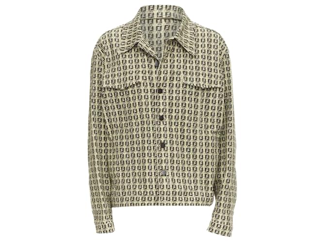 Giacca in cotone Fendi Forever Bamboo FF Zucca monogramma Marrone