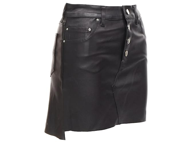 Gonna mini Amiri in vera pelle con tasche posteriori alte e basse Nero