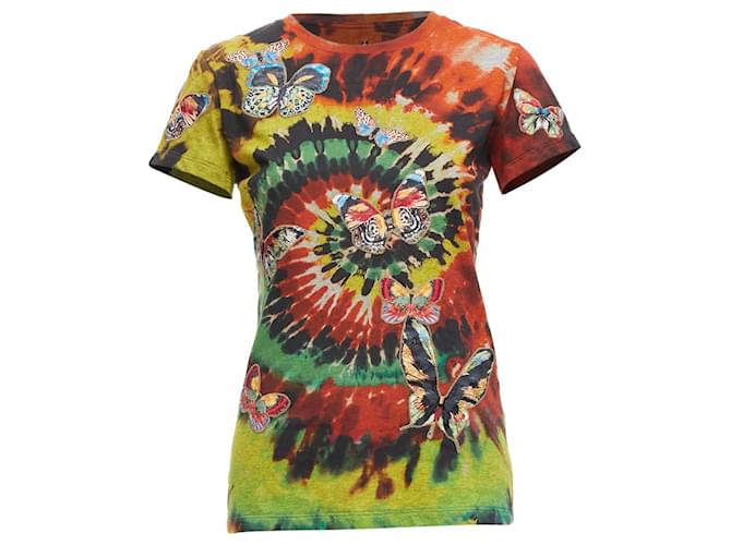 Valentino Garavani T-shirt Valentino Tie Dye con ricamo di farfalla Multicolore