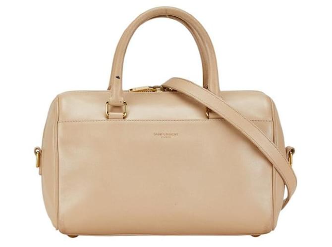 Borsa a mano in pelle Baby Duffle Yves Saint Laurent Marrone Beige