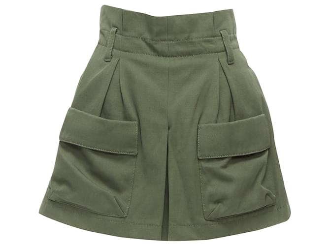 Red Valentino Shorts cargo a vita alta in cotone khaki e lana vergine di Valentino Garavani Verde Cachi