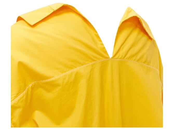 Abito camicia in cotone con colletto a punta Marni giallo uovo, lunghezza knitee