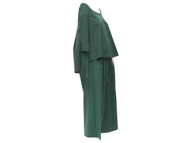 Pantaloni a gamba larga in misto cotone Rochas con gilet a schiena Verde