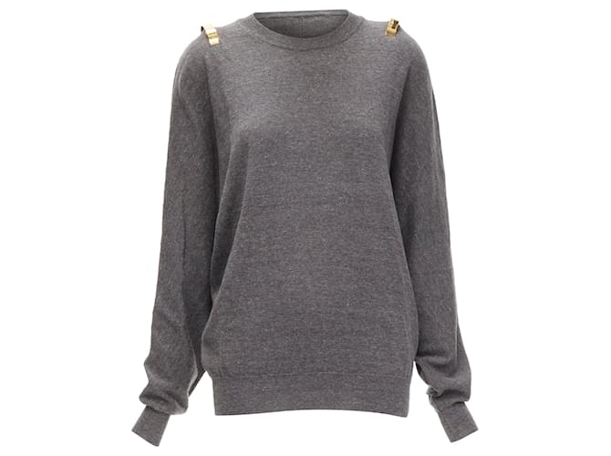 Maglione in lana di alpaca con polsino a barra metallica Givenchy Riccardo Tisci Grigio