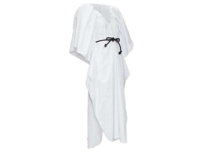 Abito in popeline di cotone con punto lungo e cintura in pelle Roland Mouret Bianco