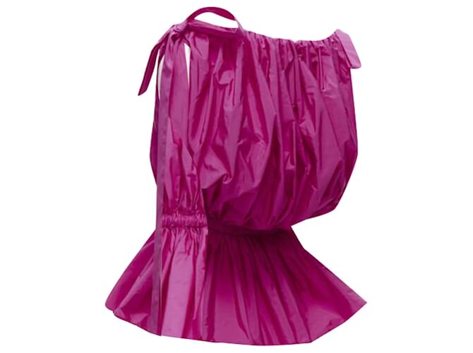 Top peplum con spalle e cravatta a farfalla stropicciata di Alexander McQueen Rosa