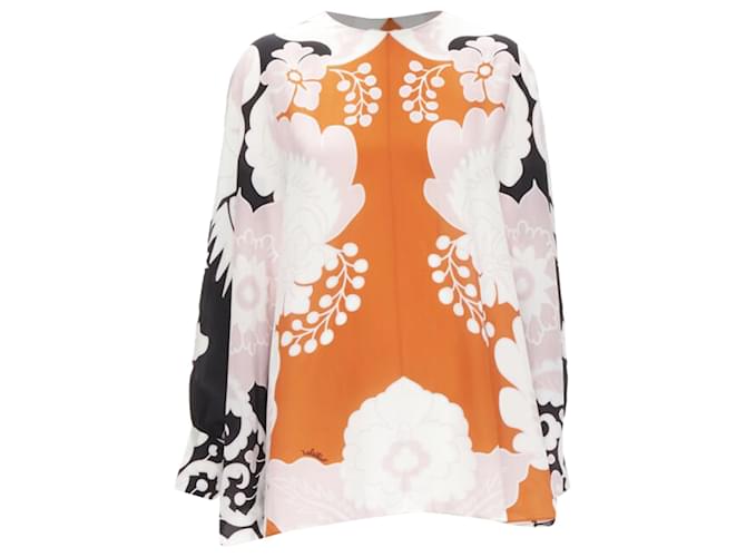 Camicia in seta con stampa floreale Valentino Garavani Arancione