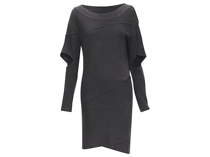 Abito in maglia a taglio obliquo deconstructivista di Issey Miyake Grigio