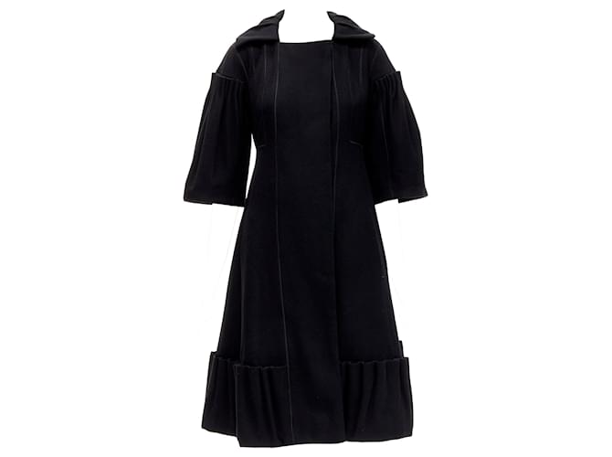 Abito cappotto vittoriano plissettato in lana Louis Vuitton Nero