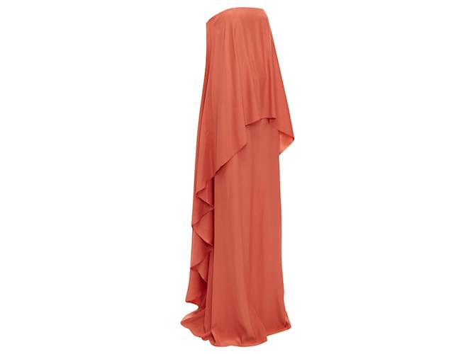 Abito maxi colonna senza spalline in seta bruciata Lanvin Rosso