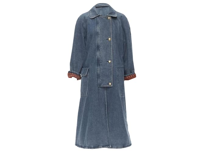 Cappotto imbottito in denim paisley foderato Moschino Jeans Blu