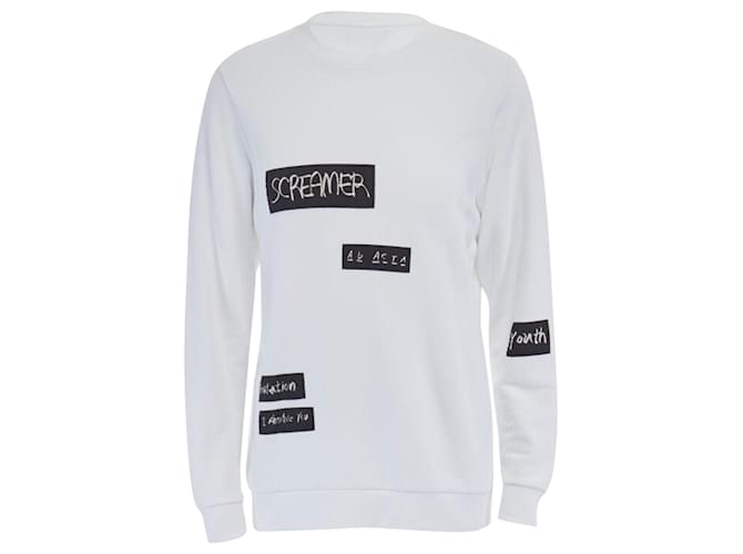 Maglione in cotone patchwork astratto Raf Simons x Joyce Bianco