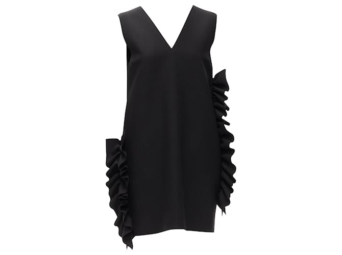 Abito mini con zip, logo e volantini a V MSGM Nero