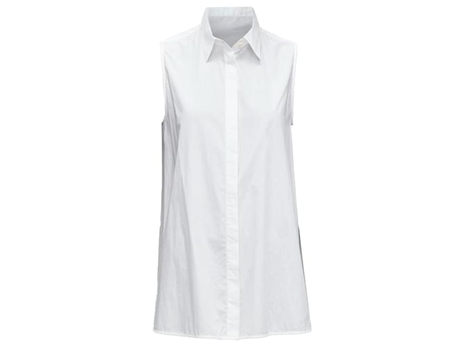 Tunic top senza maniche in cotone minimal di Acne Studios con fessure laterali Bianco