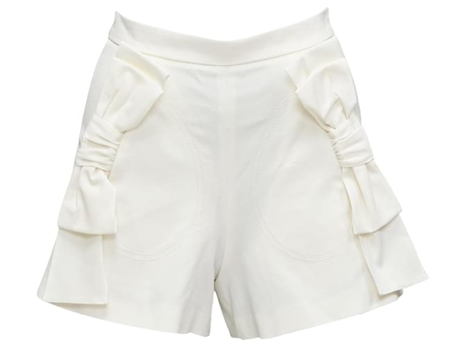 Shorts larghi con tasche e dettaglio fiocco in nastro Red Valentino Bianco Crudo