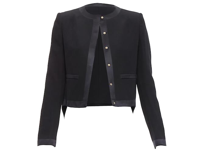 Giacca classica minimalista con orlo alto-basso in lana e seta Givenchy Nero