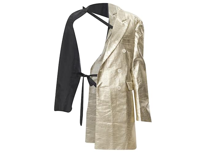 Comme Des Garcons Giacca aperta asimmetrica con imbracatura plissettata Comme Des Garçons D'oro Metallico