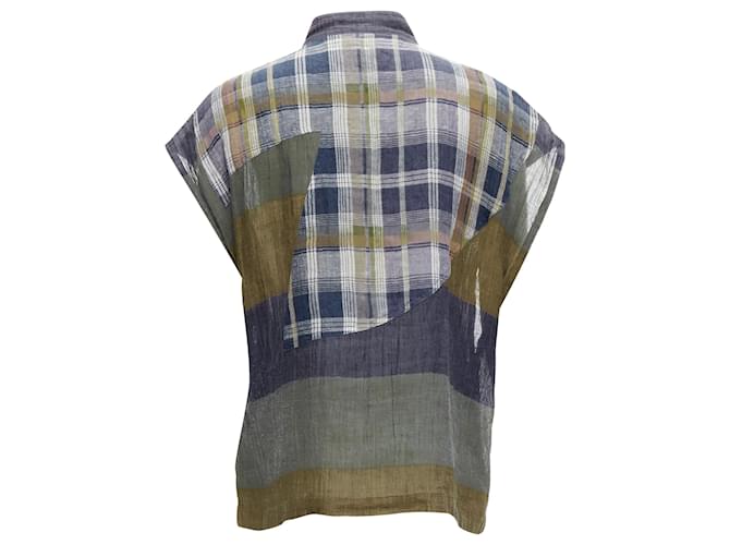 Gilet in patchwork di lino a quadri di Issey Miyake Multicolore