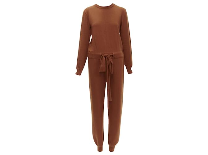 Oscar de la Renta Tuta corta in lana con schiena incrociata Comme Des Garçons Marrone