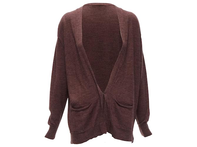 Cardigan in lana mercerizzata con un bottone Isabel Marant Marrone