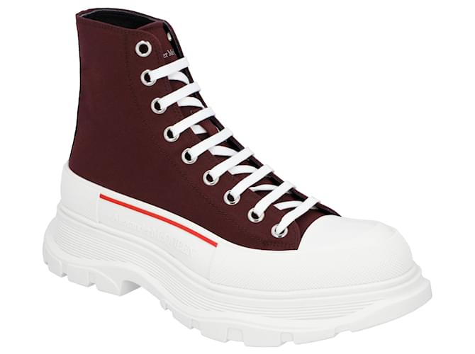 Stivali Tread Slick 'Bordeaux Bianco' di Alexander McQueen Rosso