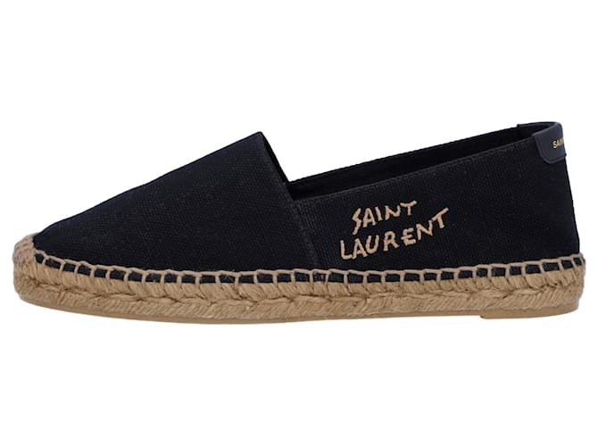 Espadrillas ricamate Saint Laurent in tela nera Nero