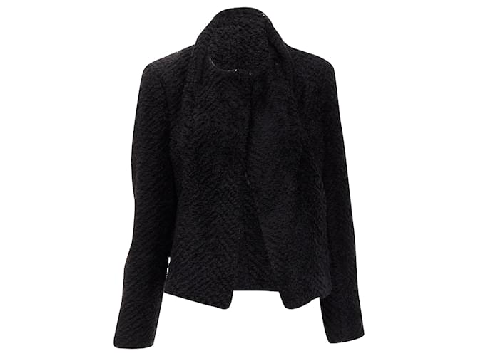 Giacca minimalista in misto lana con colletto alto fluffy di Isabel Marant Nero