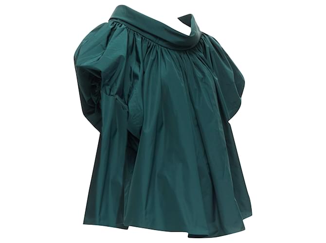 Top a collo alto con maniche a sbuffo Alexander McQueen Verde