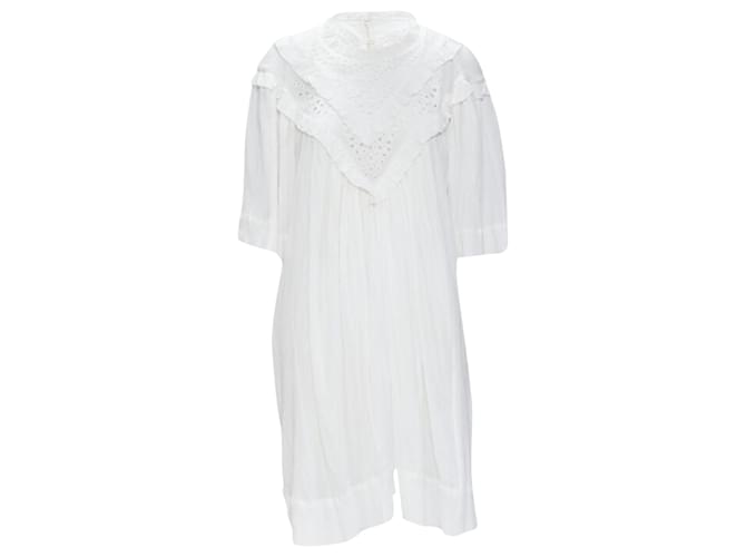 Abito boho con colletto a volant in viscosa con occhielli Isabel Marant Étoile Bianco