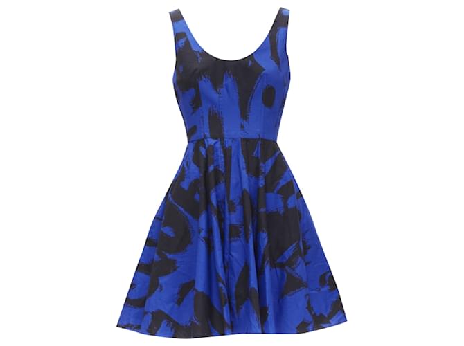Abito a scollo rotondo con stampa astratta Alexander McQueen Blu