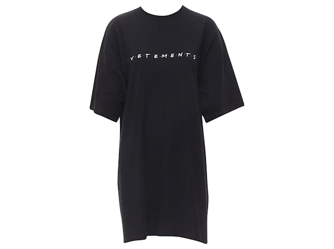 Vêtements T-shirt lungo in cotone ricamato con il logo Vetements iends Edizione Limitata Nero