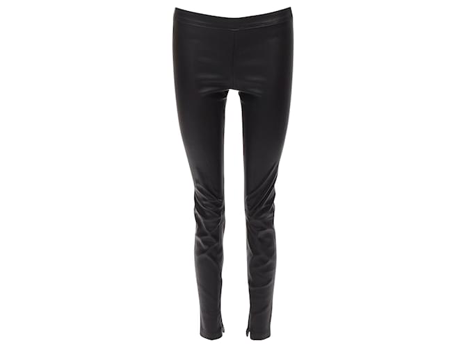 Leggings moto aderenti con pannelli in pelle genuina e cuciture posteriori di Vince Nero