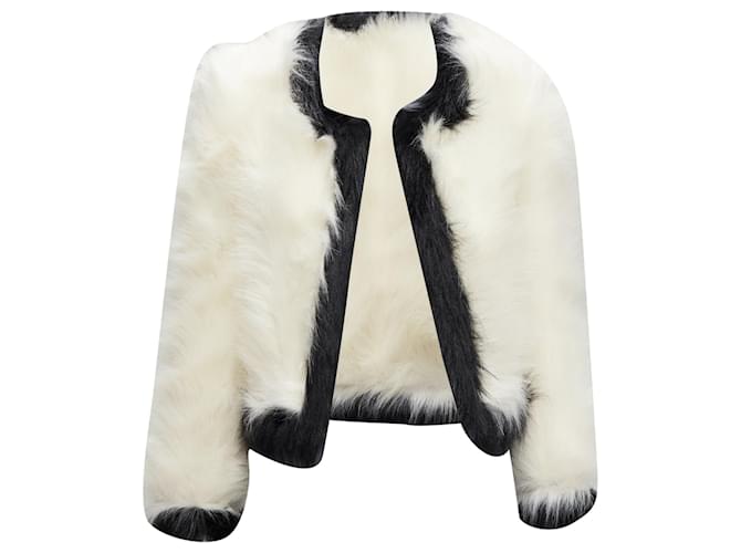 Giacca corta in pelliccia sintetica Saint Laurent Bianco