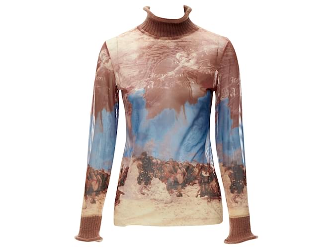 Top in maglia a collo alto in rete di Jean Paul Gaultier Multicolore