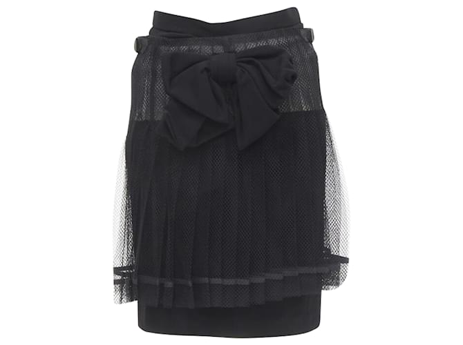 Comme Des Garcons Gonna in rete plissettata con fibbia a fiocco Comme Des Garçons Nero