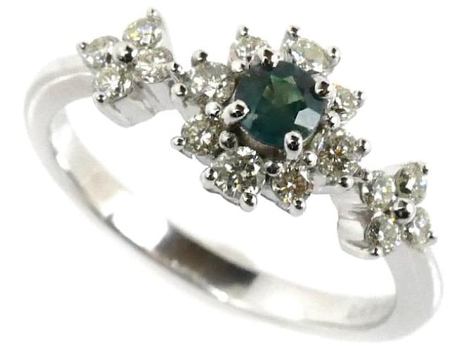 Autre Marque Anello in diamante di alexandrite in oro bianco K18WG