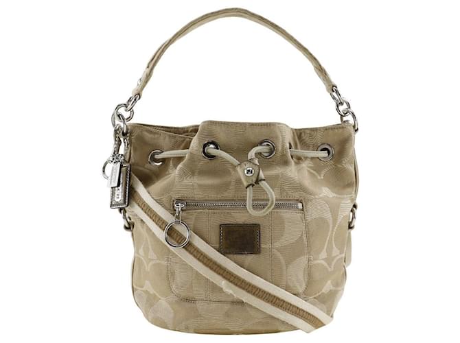 Borsa a Spalla Satin Coach Beige 2in1