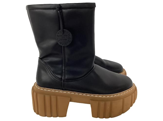 Stella Mc Cartney Stivali platform Emilie Teddy in pelle nera di Stella McCartney Nero