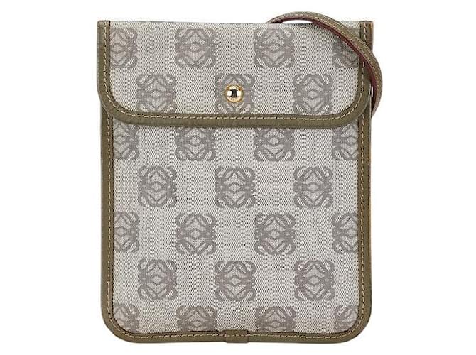 Borsa a spalla in pelle Loewe Anagram verde kaki