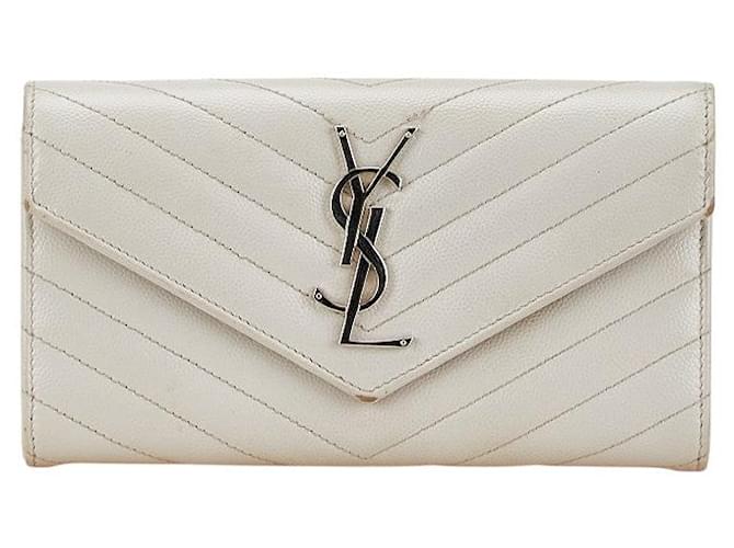 Portafoglio V-Stitch Cassandra Yves Saint Laurent Bianco
