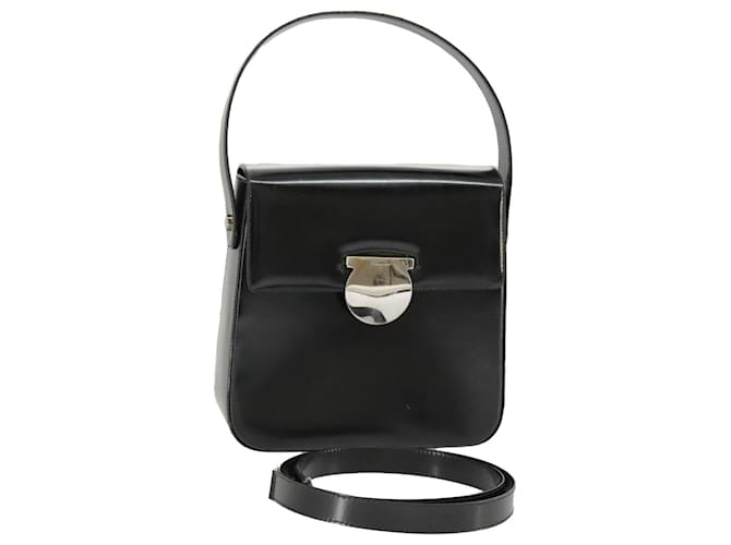 Borsa a mano Salvatore Ferragamo in pelle 2 vie nera argento autentica bs19766 Nero
