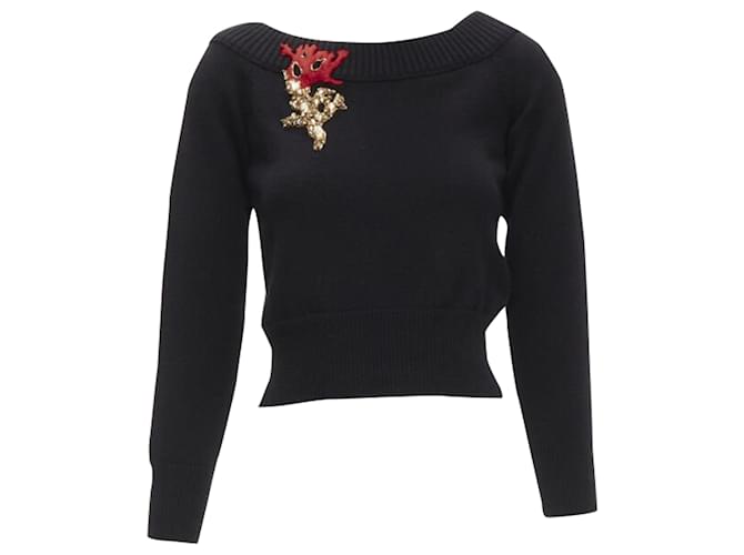 Maglione in cashmere con ricamo di cristalli Alexander McQueen Nero
