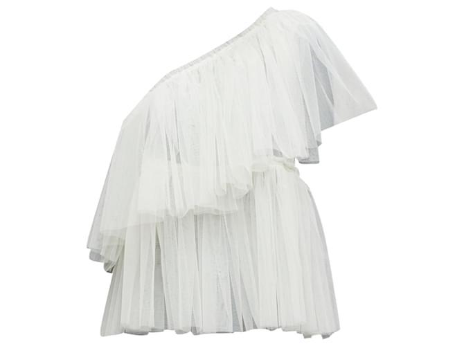 Autre Marque Top trasparente a spalla unica in tulle con fiocco di Molly Goddard Bianco Crudo