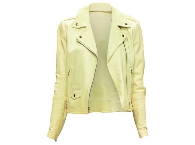 Giacca da motociclista in pelle di agnello Theory Giallo